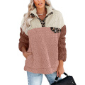 Oversized Contrast Color Button Sweatshirt