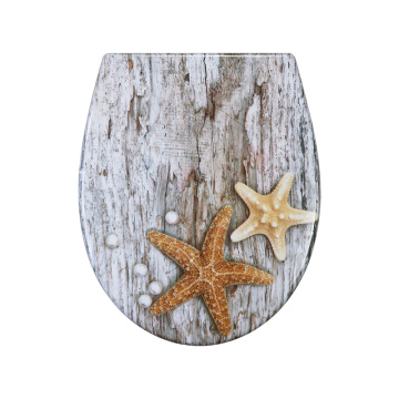 Duroplast Toilet Seat Soft Close in two-starfish pattern