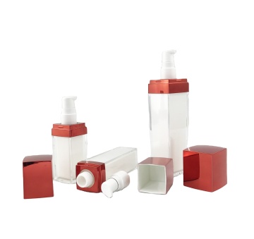 Red Cap Empty Acrylic Square Lotion Pump Bottle