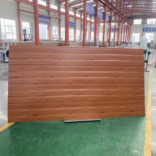 Orange Wood Grain Grooved Metal Carved Panel