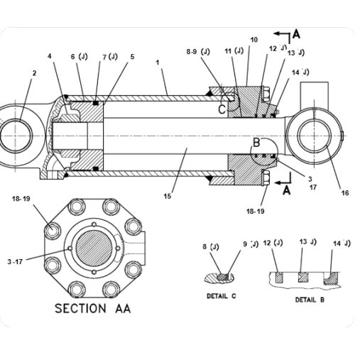 Transport and unload R1300 tilt cylinder 1869001/186-9001