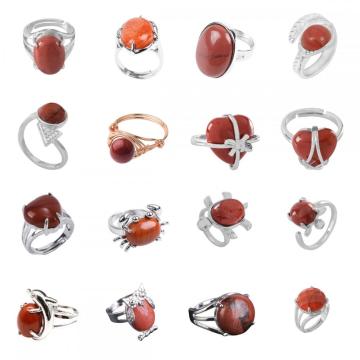 Assorted Red Jasper Stone Rings Owl Shape Ring for Women Red Jasper Heart Rings for Girl Women Wedding Adjustable ring