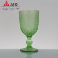 Vintage color glass stemware embossed glass wine glasses