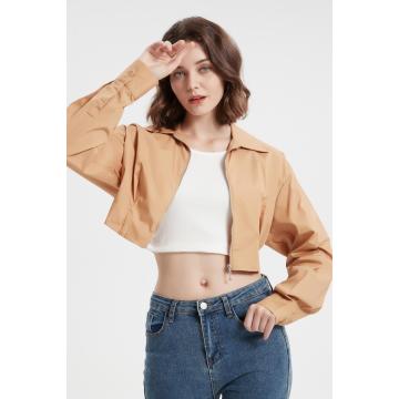 Autumn Chaqueta corta para mujeres manga larga sólida