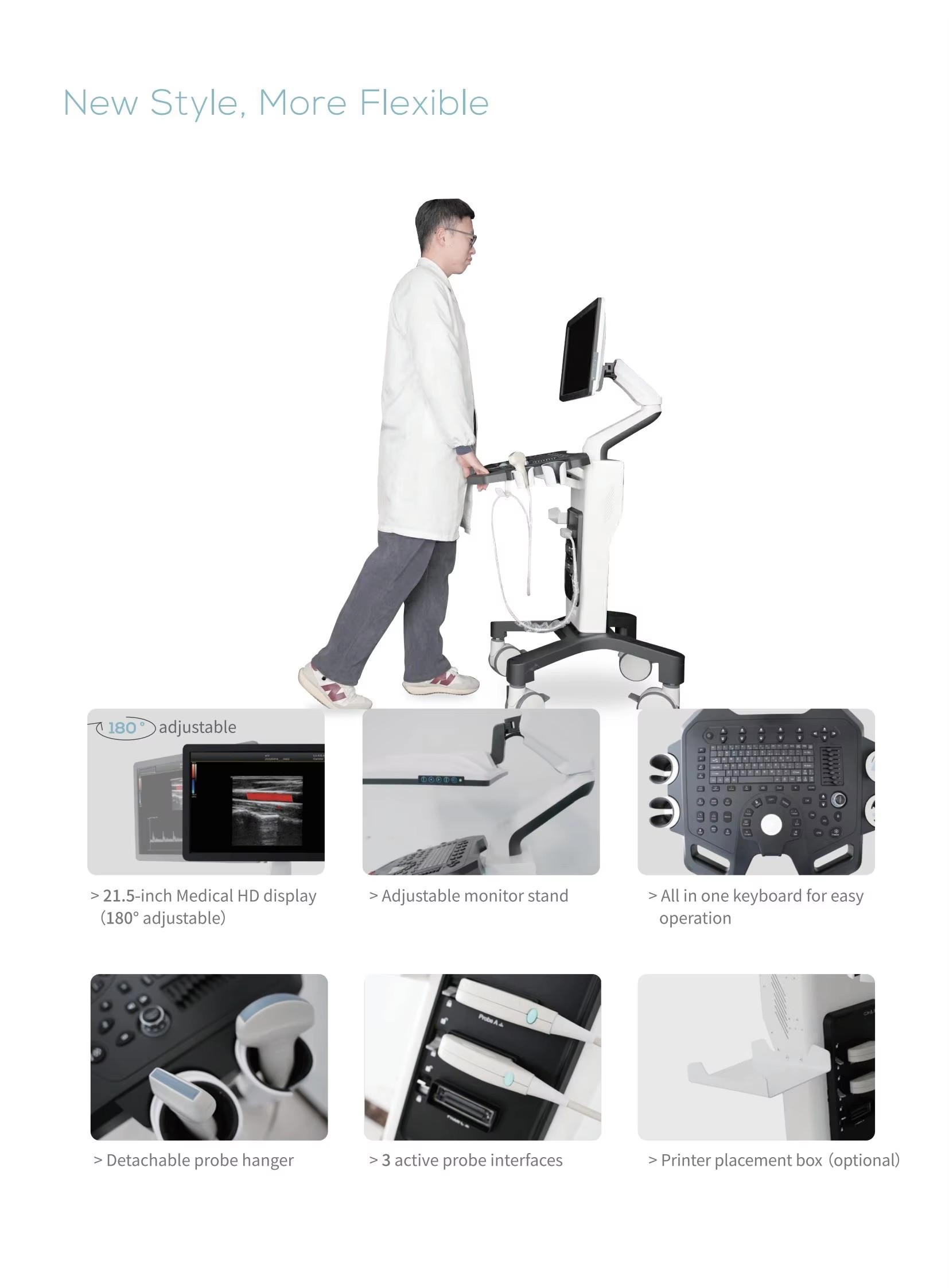 Trolley Color Doppler Ultrasound Scanner