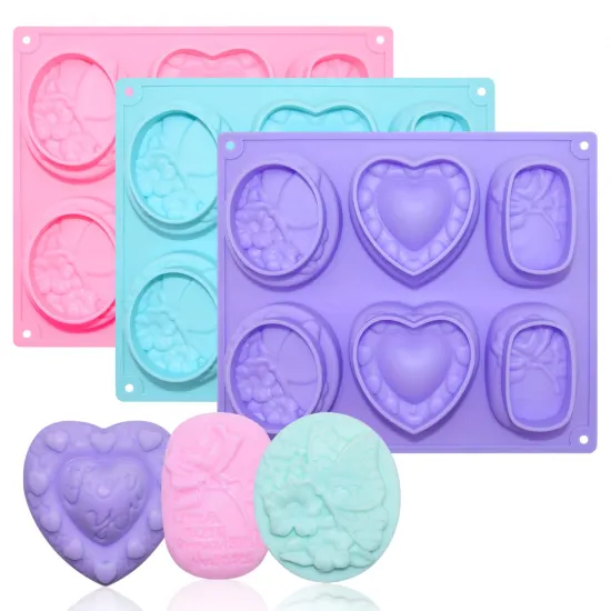 Food Grade 6-Cavity DIY Oval Soap Mold for Homemade 3D Rose Custom Soaps