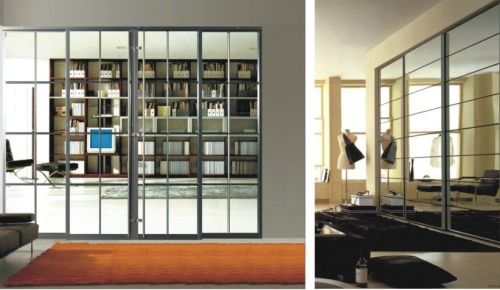 Luxury Living Room Divider With Glass, Modern Aluminum Profile For Heavy Duty Sliding Door