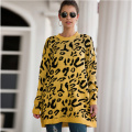 Women`s Casual Leopard Print Long Sleeve Sweaters Tops