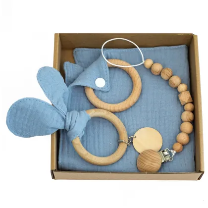 3-in-1 Teething Toy and Pacifier Accessory Pack: Including Teether Rings, Bibs, and Pacifier Clips for Babies