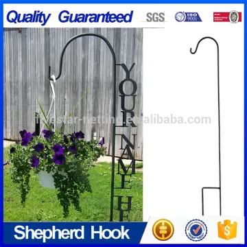 White Spraying Plastics Garden Decoration Shepherd Hook with Flowers
