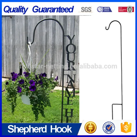 White Spraying Plastics Garden Decoration Shepherd Hook with Flowers