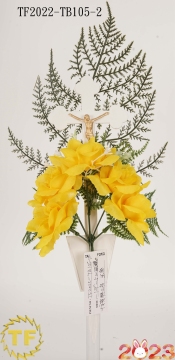 19" yellow roses with cross
