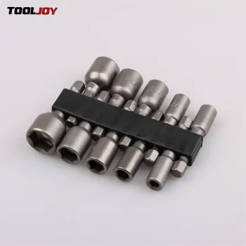 10-Piece 6-19mm Electric Power Magnetic Screwdriver Nut Driver Set with 1/4\" Hex Shank Metric Wrench Sockets Bits
