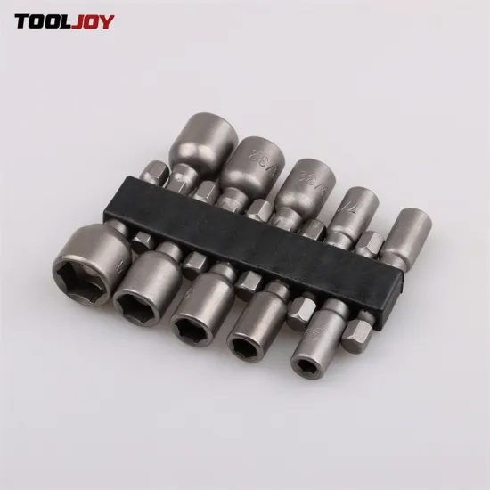10-Piece 6-19mm Electric Power Magnetic Screwdriver Nut Driver Set with 1/4\" Hex Shank Metric Wrench Sockets Bits