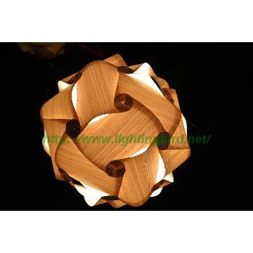 Contemporary Pendant Lamp with Natural Wood