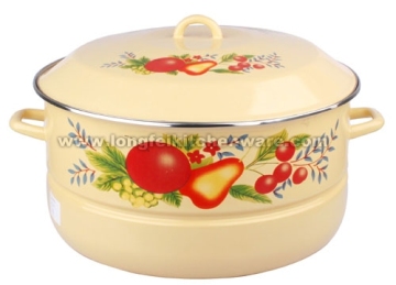 40cm Enamel Steamer With Decal