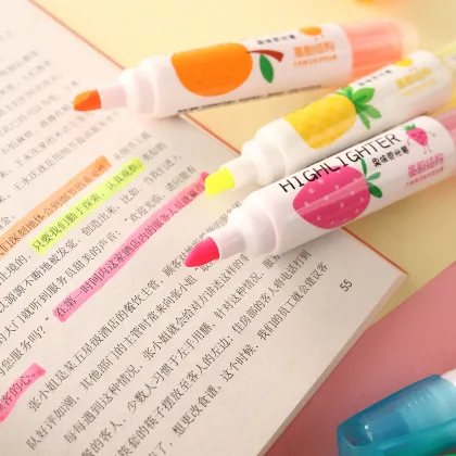 Customized Refillable Fluorescent Highlighter Set - Pastel Stationery Marker Pen