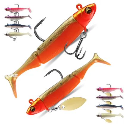 15g-20g Fishing Silicone Shad Bait Glitter Lead Head Jig Swimbait