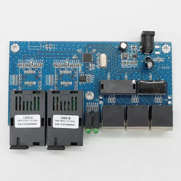 12V/24V Passive POE Gigabit Media Converter PCB with 2 RJ45 and 3 SC Fiber Ports