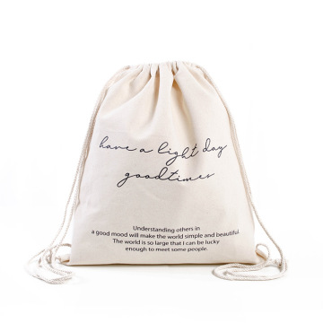Wholesale White Dust Bags: Large Beige Cotton Canvas Drawstring Bag with Logo