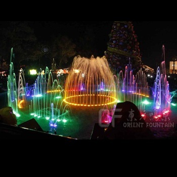 Park circle dancing fountain with RGB lights