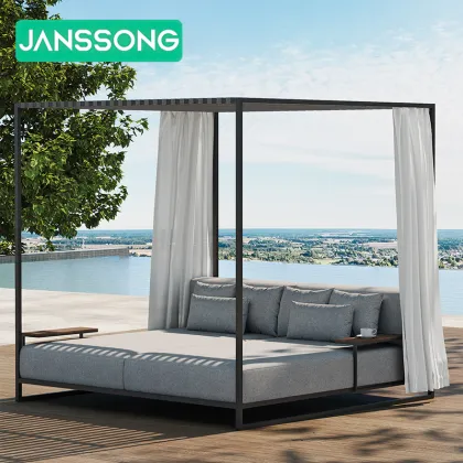 Modern Aluminum Pool Lounger Double Seat Daybed for Hotels and Resorts