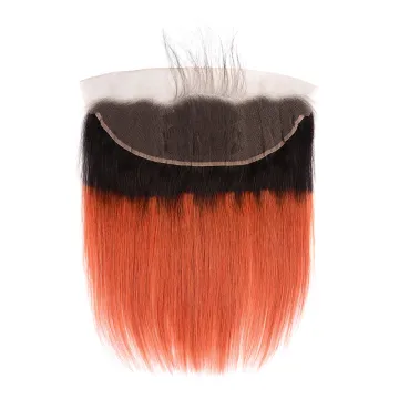 Indian Virgin Human Hair Silky Straight 4x4 13x4 Swiss Lace Frontal 1B 350 Ombre Orange Color HD Lace Front for Black Women