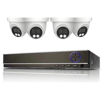 Sistema CCTV a cupola 4K a 4 canali con fotocamere di sicurezza a torretta impermeabile a pieno colore interno