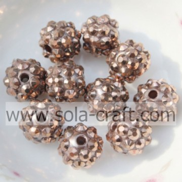 Perles de résine Chunky de strass de cuivre de 10 * 12MM pour des bijoux