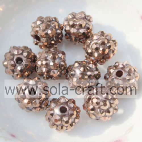 10*12MM Copper Rhinestone Chunky Resin Beads For Jewelry