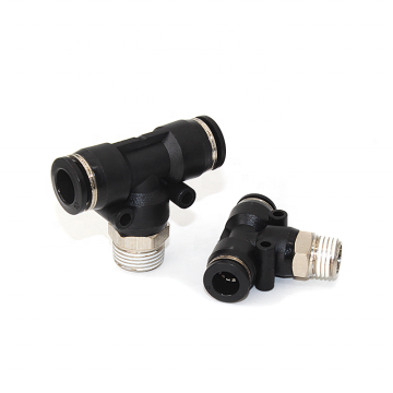 BSPT Male Threaded T Type Tee One Touch Elbow Pneumatic Tube Fittings - Push to Connect PL System