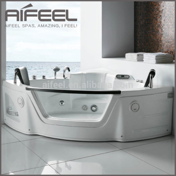 Indoor modern acrylic tempered glass whirlpool massage portable 2 person triangle spa tub spa bathtub