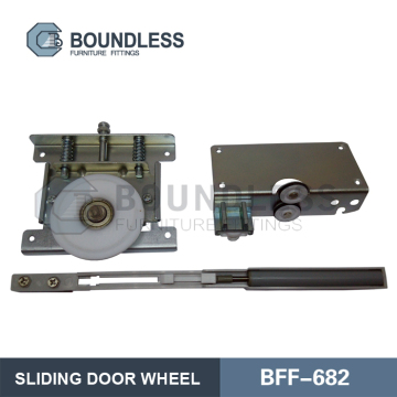 Silver and white cabinet sliding door fitting