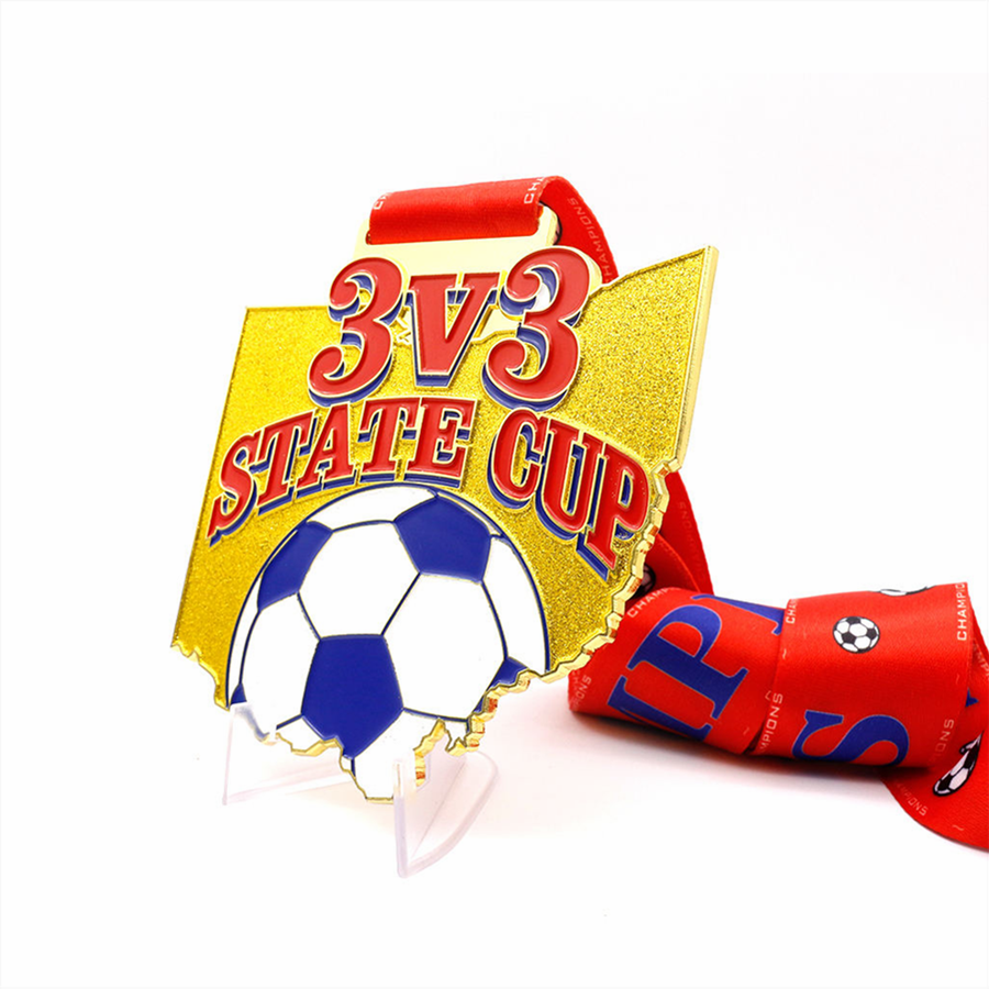 Hochwertige 3v3 Fußball -State Cup -Medaille