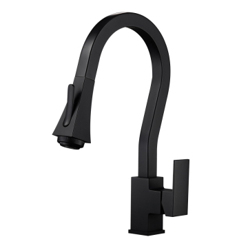 Black Brass Bathroom Pull-Out Faucet with Water Saving Nozzle