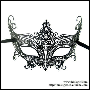 Popular Wholesale Venetian Metal Mask For Sell Black Metal Laser Cut Masquerade Masks With Rhinestone MD002-BK