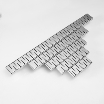 Brushed Nickel Rectangle Long Channel Drain for Bathroom and Kitchen Floors