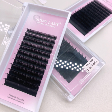عالي الجودة PBT Cashmere Easy Fan Lash Extensions CD Crl Russian Volume