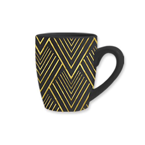 Mug hitam dan kuning