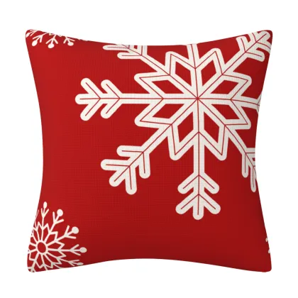 Elk Snowflake Christmas Tree Pattern Christmas Throw Pillow Cover for Home Furnishings Decoration