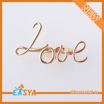 Fashion Gold Plated Love Alphabet Two Finger Ring Cheap