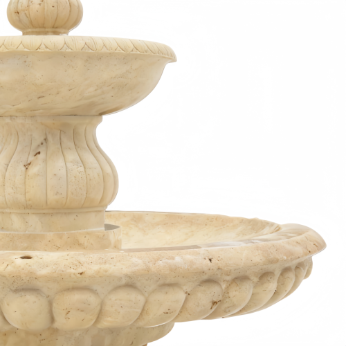 Stylish Marble and Stone Fountain with Floral Accents