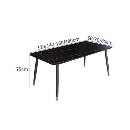 White Marble Rectangular Slate Dining Table - Luxury Home Dining Furniture
