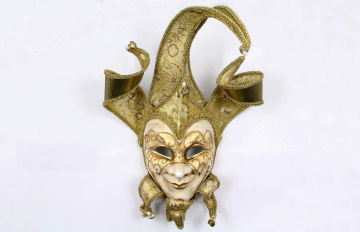 Full Face 17 Inch Venetian Jester Mask With Plastic For Christmas