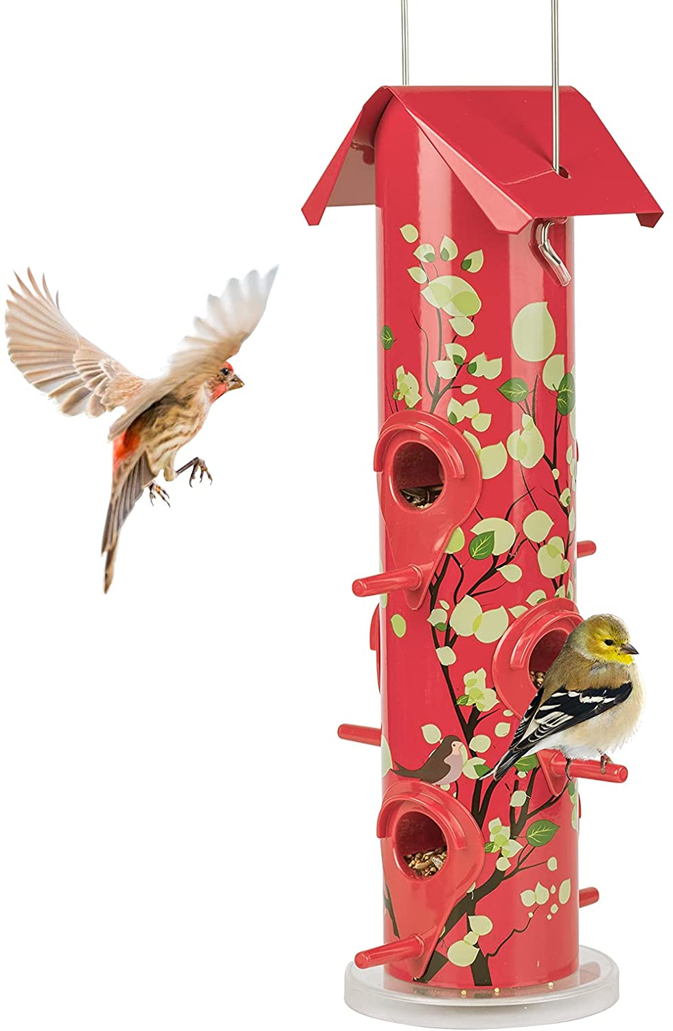 Hanging Tube Birdfeeder with 6 Feeding Ports