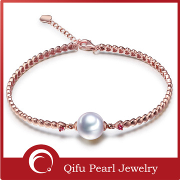 Fashion Sterling Silver with Pearl Heart-like Women Bracelets