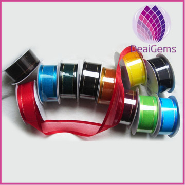 Organza ribbon with satin edge,rose, 1-1/2inch wide with a wire edge,Wedding Gift Ribbon,25 yard / roll.