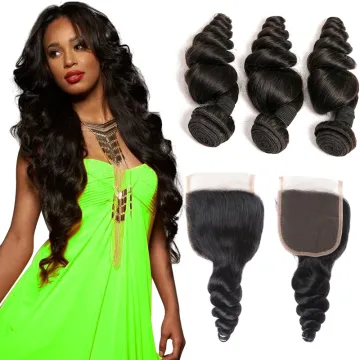 Unprocessed Virgin Malaysian Loose Wave Bundles With Frontal Remy Lace Frontal With Loose Wave Human Hair 3 bundles