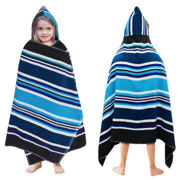 Stripe Cotton Kids Cabinon de bain serviette Poncho Wrap