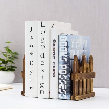 Creative Rustic Wood Bookends for Shelves - Unique Vintage Designs for Home Decor